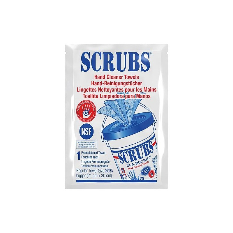 Lingette nettoyante pour les mains SCRUBS®, sachet de 1 lingette