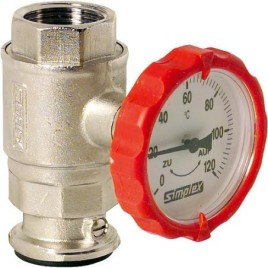 Robinet a bois sph de pompe avec frein thermometre integre Ø 63mm type S rond 1" ---rouge--"