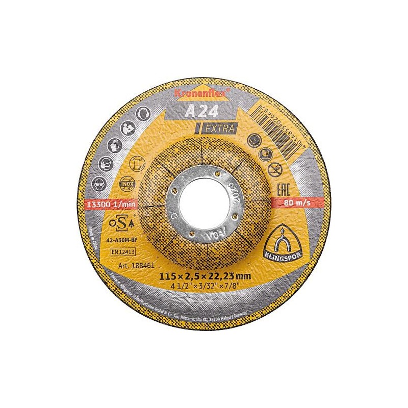 Disque de découpage KLINGSPOR coudé 115x2,5x22,23mm