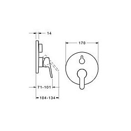 Mitigeur de baignoire encastré Hansa Hansaprimo rosace Ø 170 mm chrome