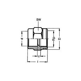 PVC-U - raccord à coller manchon filete de reduction 40 mm x 11/4", filet femelle