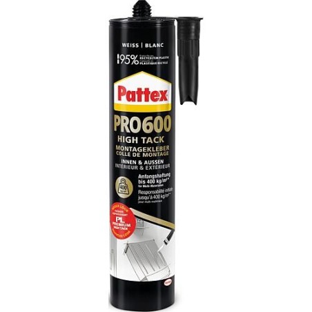 Adhésif de montage PATTEX PRO600 High Tack [blanc] cartouche 440g