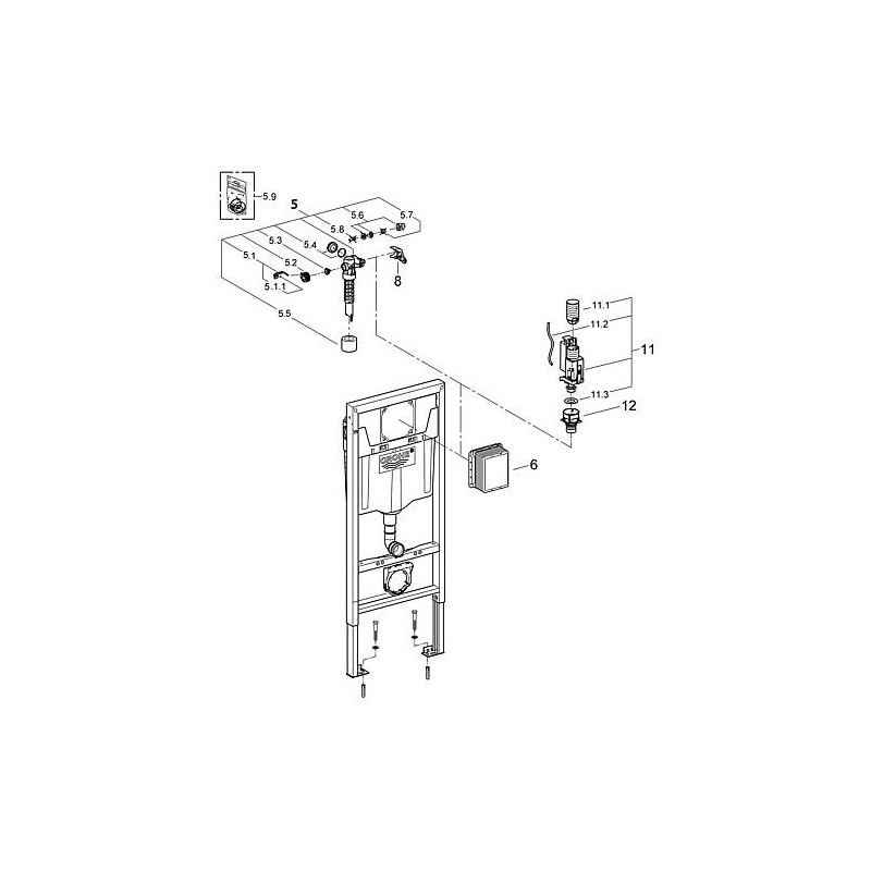 Soupape complete systeme de chasse AV1 42320 avec rallonge  Grohe Ref 42320000