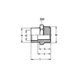 PVC-U - Raccord adhesif manchon raccord de reduction 63/50mm x 2" filet male