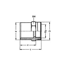 PVC-U - Raccord adhesif Nipple de reduction 32 mm x 3/4", filet femelle