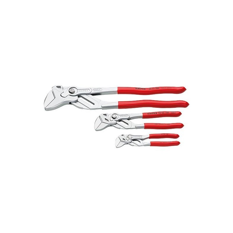 Kit Clé à pince KNIPEX 3 pièces comprenant chacune 1x 125, 180 et 300mm