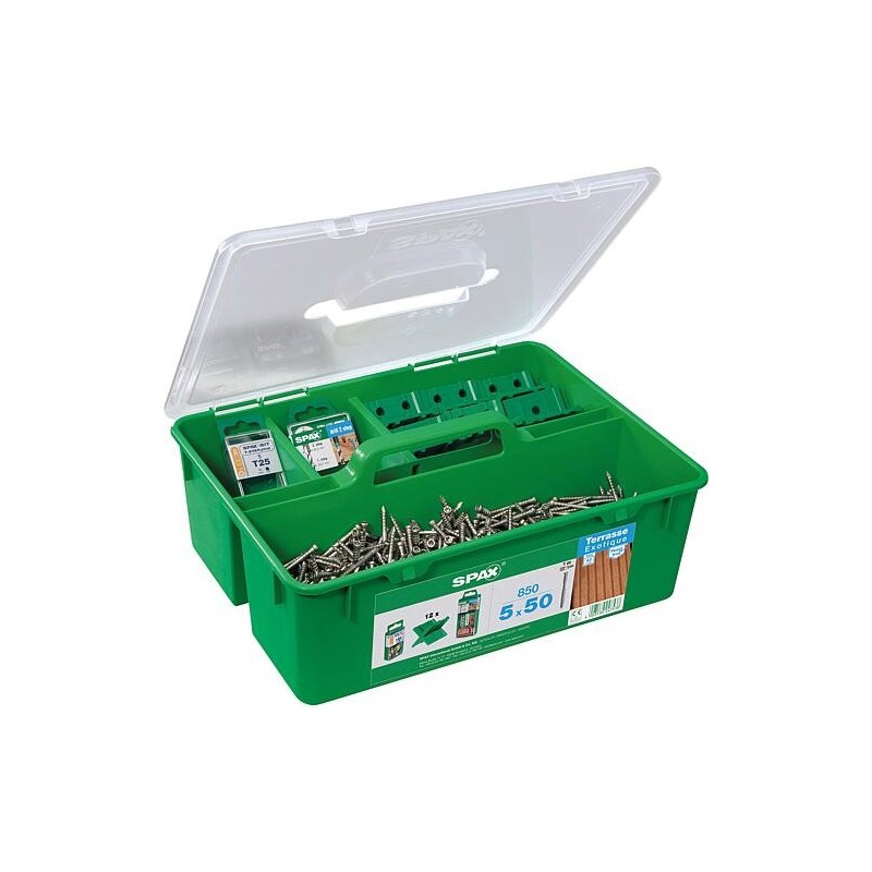 Kit Vis à tête cylindrique Spax inox A2, 850 pieces Ø 5,0x50 mm, Green Box