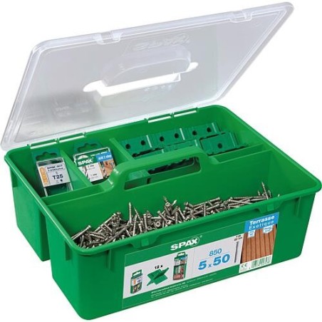 Kit Vis à tête cylindrique Spax inox A2, 850 pieces Ø 5,0x50 mm, Green Box