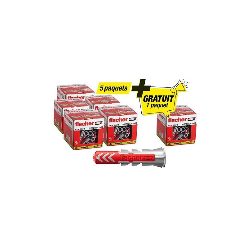 Kit Promo Fischer contenant 5x 94 119 92 + gratuit 1x 94 119 92 cheville Duopower