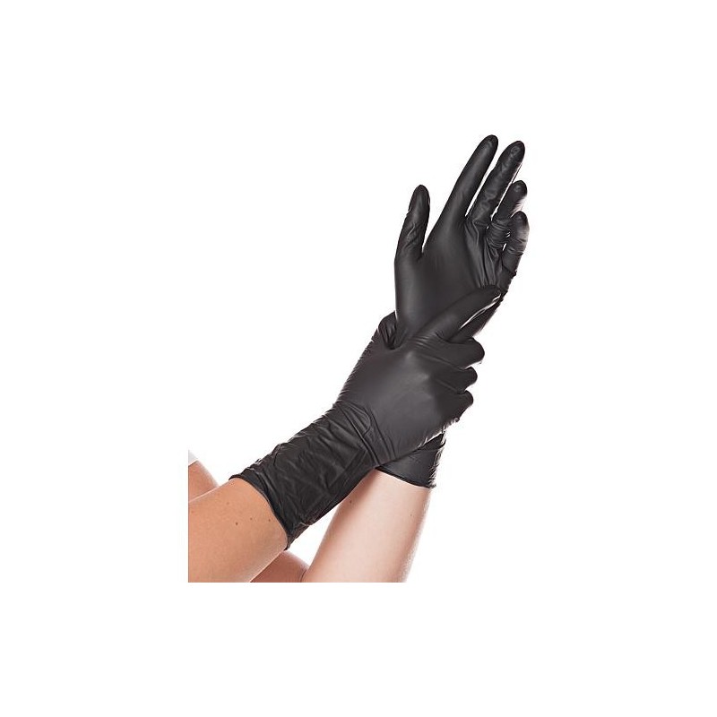 Gant nitrile noir SAFE LONG non poudré - lg 300 mm taille L - emballage 100 pces