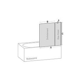 Paroi baignoire Eloa 2.0 990-1005x1400 mm  6 mm verre ETC 1 partie pivotante + partie fixe