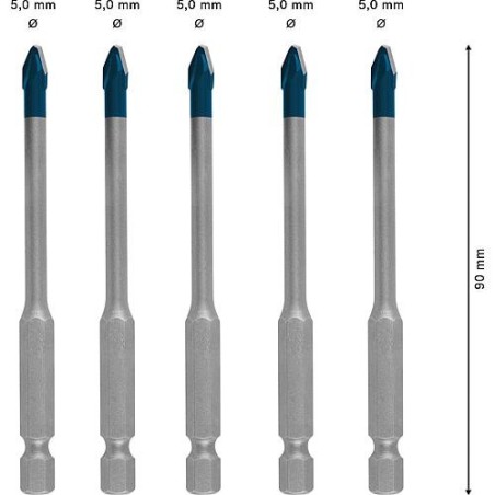 Kit Foret carrelage BOSCH 5 pcs. HardCeramic Ø 6 mm avec 1/4" hexag.