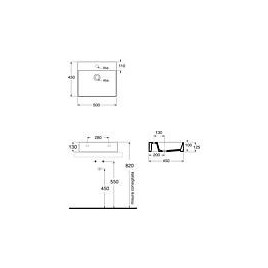 Vasque Elayla avec trou de robinet en céramique, blanc 500x130x450 mm