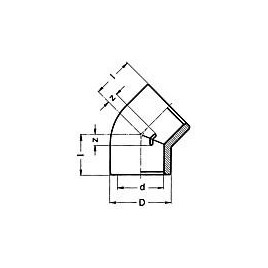 PVC-U - Raccord adhesif Coude 45°, 75 mm, manchon adhesif bilateral