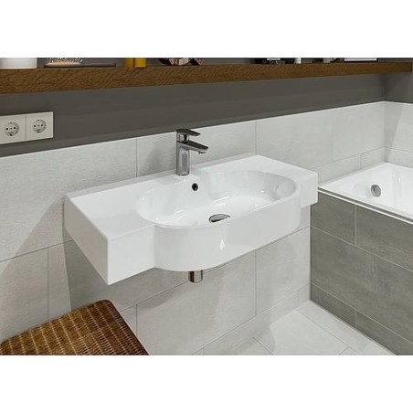 Vasque AREA lxhxp: 810x110x450 mm 1 trou robinet céramique blanc