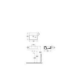 Vasque Elayla sans trou de robinet en céramique, blanc 420x130x350 mm