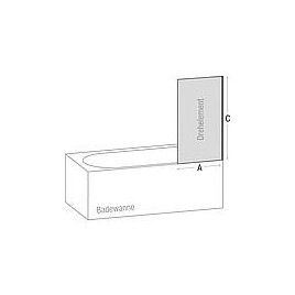 Paroi baignoire Eloa 2.0 890-905x1400 mm 6 mm verre ETC  1 partie pivotante