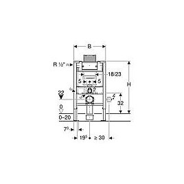 Element Duofix pour WC mural 82 cm avec Omega UP-SPK 12 cm en avant/en haut