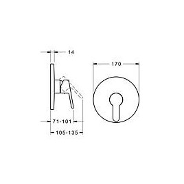 Mitigeur de douche encastré Hansa Hansaprimo rosace  Ø 170 mm chrome