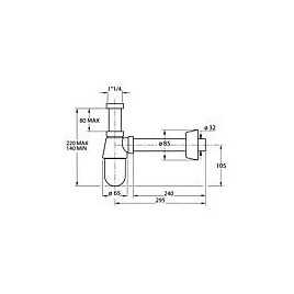 Siphon bouteille plastique chrome 11/4" DN32