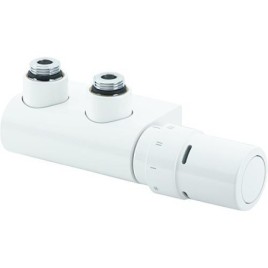 Kit de robinetterie Danfoss VHX-Duo, équerre, RAX Th. Tête couleur RAL 9016, blanc