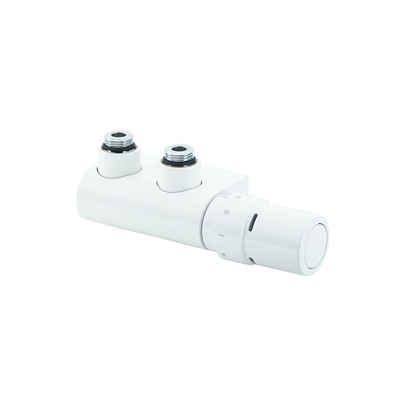 Kit de robinetterie Danfoss VHX-Duo, équerre, RAX Th. Tête couleur RAL 9016, blanc