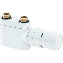 Kit de robinetterie Danfoss VHX-Duo, équerre, RAX Th. Tête couleur RAL 9016, blanc