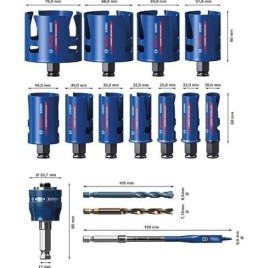 Kit Scie cloche BOSCH Expert 15 pièces, Ø 20/22/25/32/35/40/ 44/51/60/68/76mm