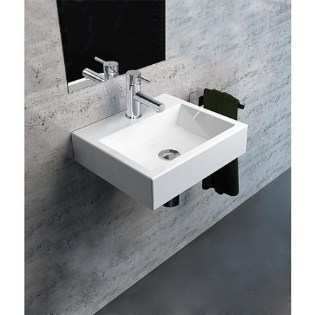 Lavabo Design JULIA lxhxp: 700x100x420 mm fonte minérale blanc