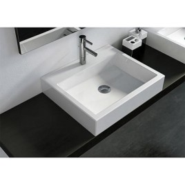 Lavabo Design JULIA lxhxp: 700x100x420 mm fonte minérale blanc