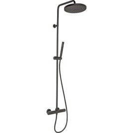 Colonne de douche Muun Nero douchette baton, tête de douche Ø 250 mm et mitigeur thermostatique noir mat