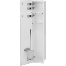 Caisson WC encastré Flat hauteur 800 intérieur revêtu blanc, 2 portes blanches, gauche