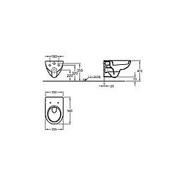 WC supendu Geberit Renova sans bord de rincage, blanc lxhxp: 355x340x540mm