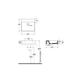 Vasque Elayla sans trou de robinet en céramique, blanc 500x130x450 mm