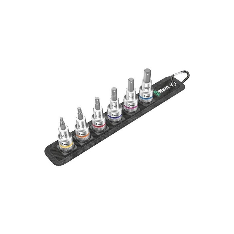 kit de clés à douille WERA Belt 1/2", 6 pans femelle SW 4-10 avec fonction de support