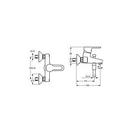 Mitigeur de baignoire Hansa Hansaprimo saillie 155 mm chrome