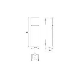 Module WC emco asis pure encastré, butée droite 600mm blanc alpin