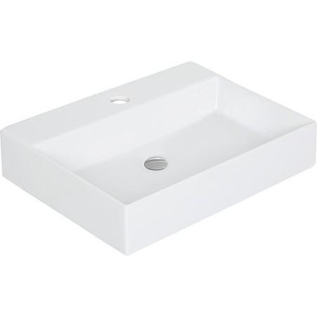 Vasque Elayla avec trou de robinet en céramique, blanc 600x130x450 mm