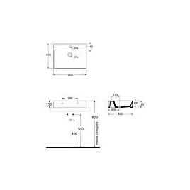 Vasque Elayla avec trou de robinet en céramique, blanc 600x130x450 mm