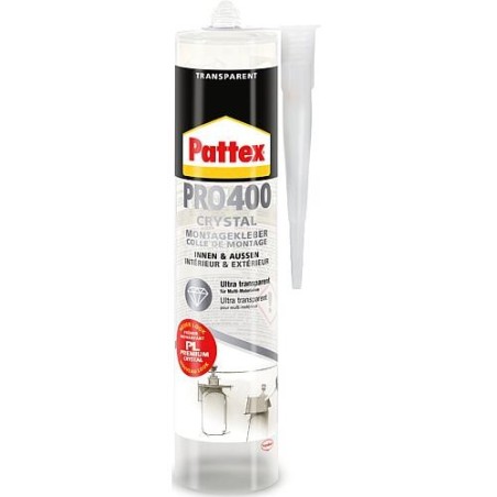 Adhésif de montage PATTEX PRO400 Crystal [transparent] cartouche 290g