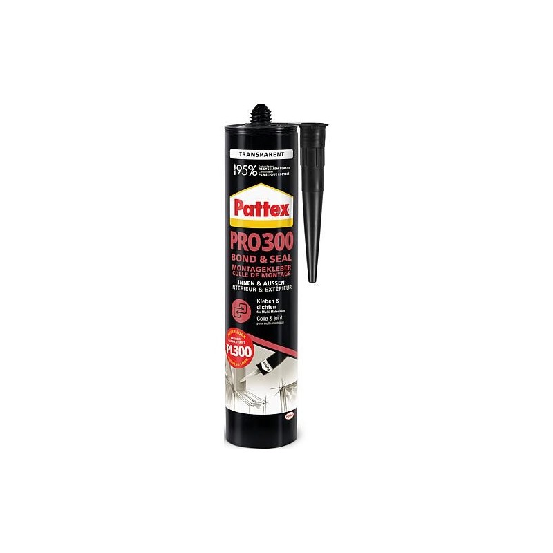 Adhésif de montage PATTEX PRO300 Bond & Seal [transparent] 300g cartouche