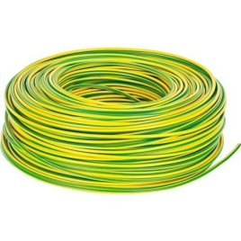 Cable isole en plastique H07V-K, 1,5 qmm, vert-jaune, rouleau de 100 m