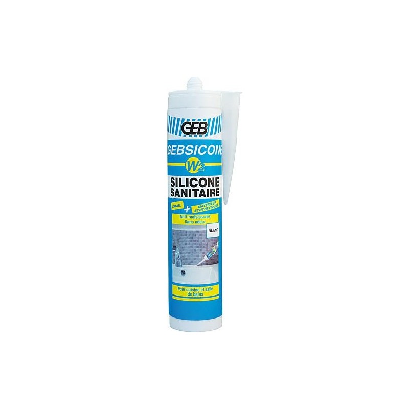 Mastic silicone Gebsicone W2 neutre pour joints appareils sanitaires cartouche 310 ml - translucide