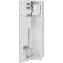 Caisson WC encastré Flat hauteur 800 intérieur revêtu blanc, 2 portes blanches, gauche