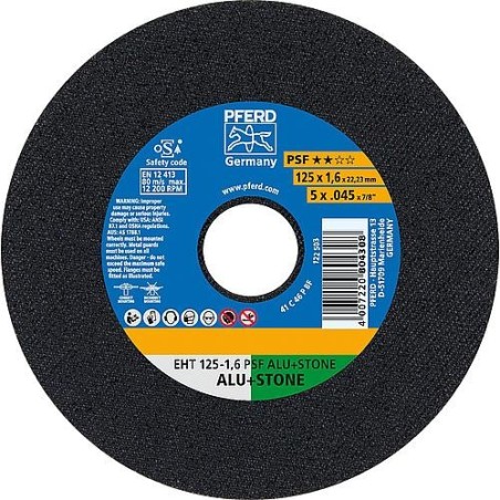 Disque de découpage PFERD Ø 125 x 1,6 x 22,23mm, droit pour alu, pierre, beton, carrelage