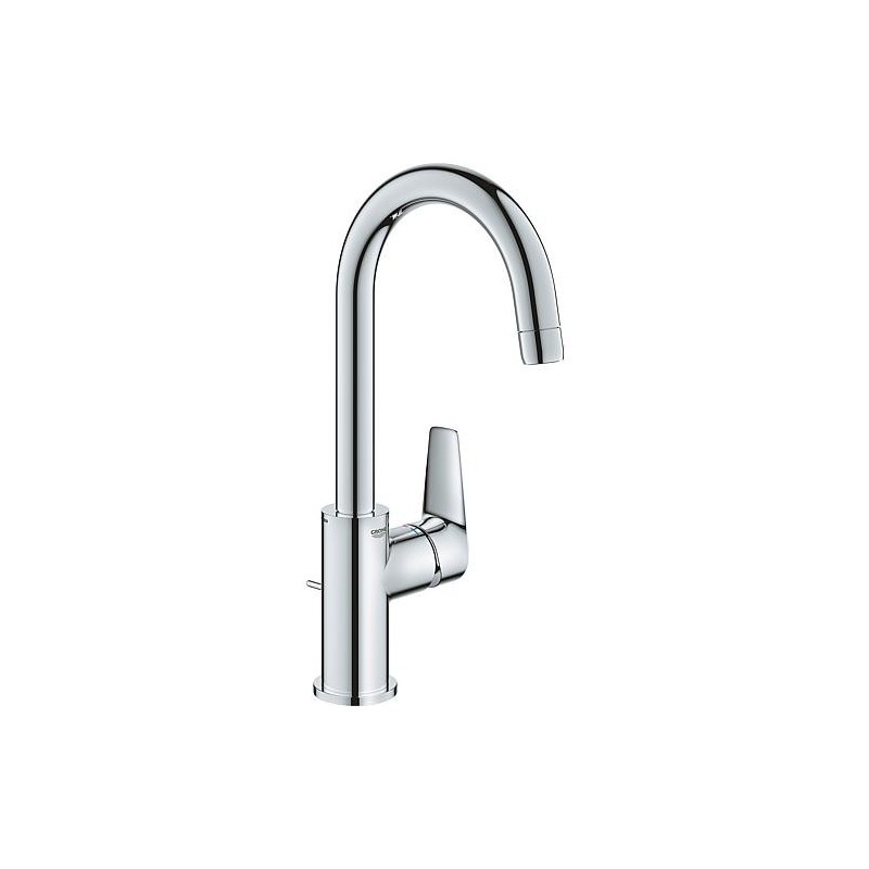 Mitigeur de lavabo Grohe BauEdge L-Size saillie 140 mm chrome avec garniture d’écoulement