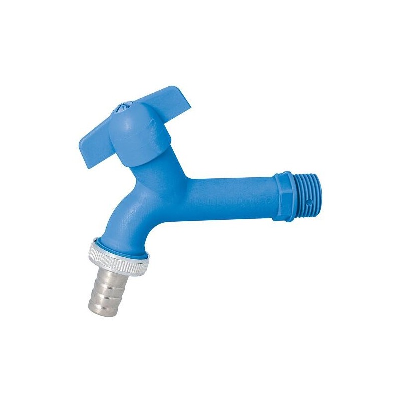 Robinet de vidange DN15(1/2") bleu, polyamide, avec tête en laiton