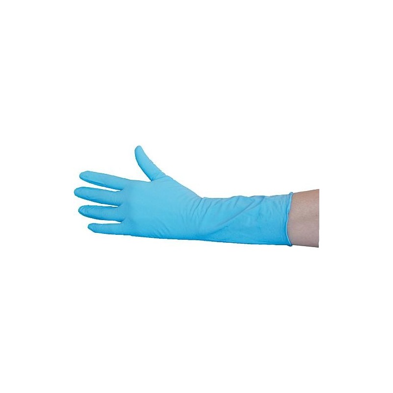 Gants de protection chimique Nitrile, annallergique 30 cm, bleu, XL / Emballage 50 pcs