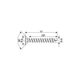 Vis à tête fraisée brunie C1A filetage complet, cruciforme Ø 3,0x20 mm, UE 1000 pieces