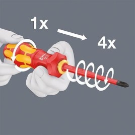 Porte-embouts WERA VDE Kraftform Turbo pour lames interchangeables 1/4" VDE